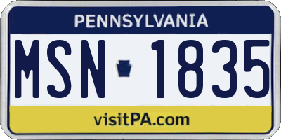 PA license plate MSN1835