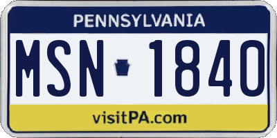 PA license plate MSN1840