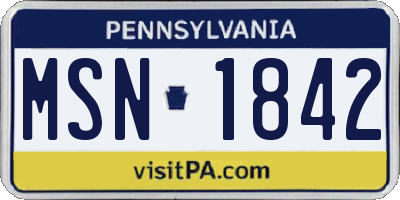 PA license plate MSN1842