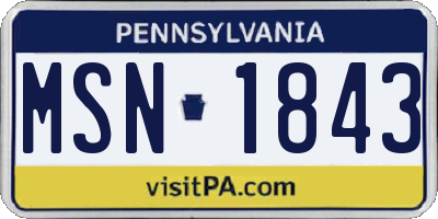 PA license plate MSN1843