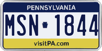 PA license plate MSN1844