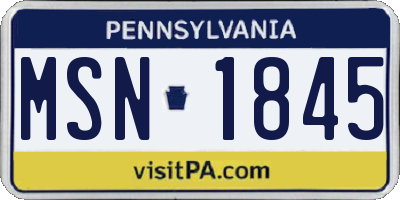PA license plate MSN1845