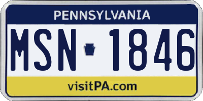 PA license plate MSN1846