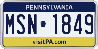 PA license plate MSN1849