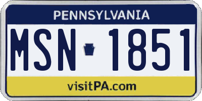 PA license plate MSN1851
