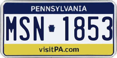 PA license plate MSN1853