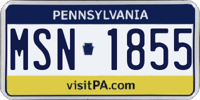 PA license plate MSN1855