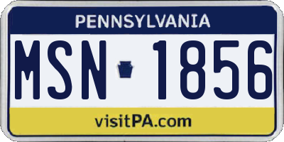 PA license plate MSN1856