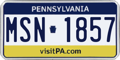 PA license plate MSN1857