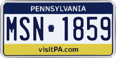 PA license plate MSN1859