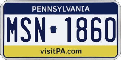PA license plate MSN1860