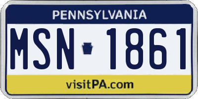 PA license plate MSN1861