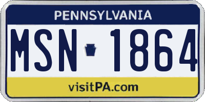 PA license plate MSN1864
