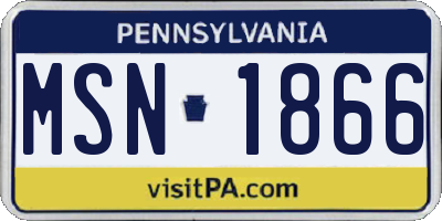 PA license plate MSN1866