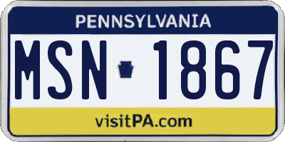 PA license plate MSN1867