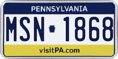 PA license plate MSN1868