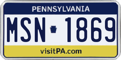 PA license plate MSN1869