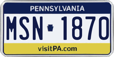 PA license plate MSN1870