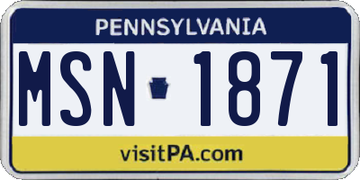 PA license plate MSN1871