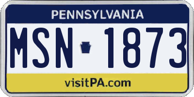 PA license plate MSN1873