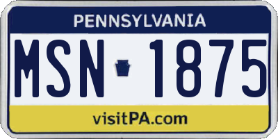 PA license plate MSN1875