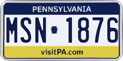 PA license plate MSN1876