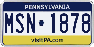 PA license plate MSN1878