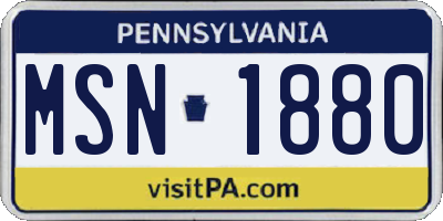 PA license plate MSN1880