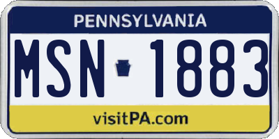 PA license plate MSN1883