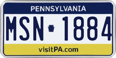 PA license plate MSN1884