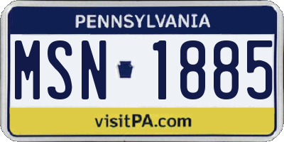 PA license plate MSN1885