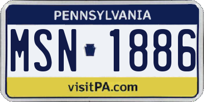 PA license plate MSN1886
