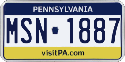 PA license plate MSN1887