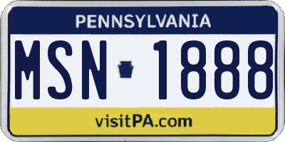 PA license plate MSN1888