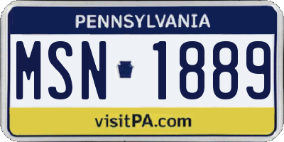 PA license plate MSN1889