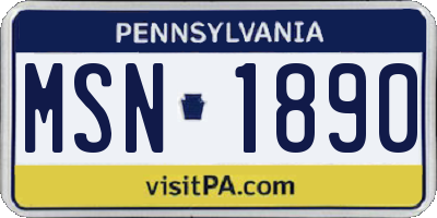 PA license plate MSN1890