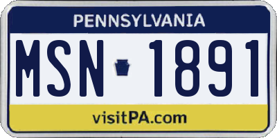 PA license plate MSN1891