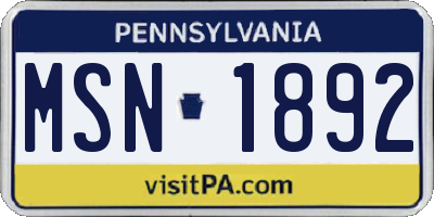 PA license plate MSN1892