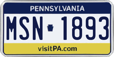 PA license plate MSN1893