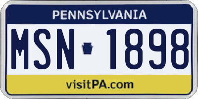 PA license plate MSN1898