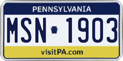 PA license plate MSN1903