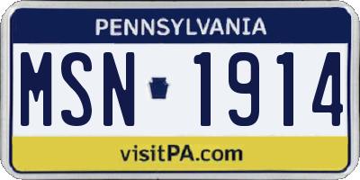 PA license plate MSN1914