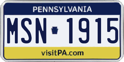 PA license plate MSN1915
