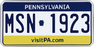 PA license plate MSN1923
