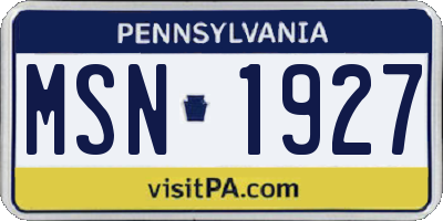 PA license plate MSN1927