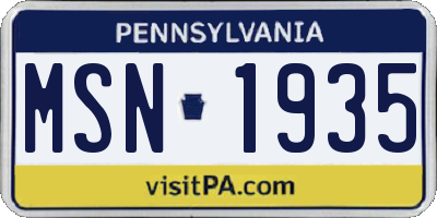 PA license plate MSN1935