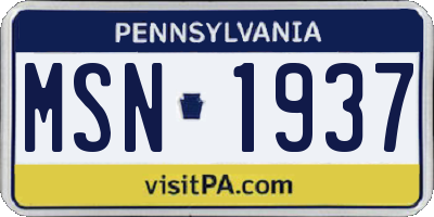 PA license plate MSN1937
