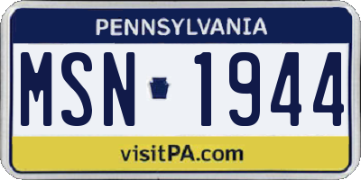 PA license plate MSN1944