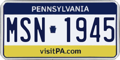 PA license plate MSN1945