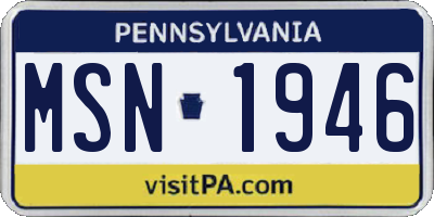 PA license plate MSN1946